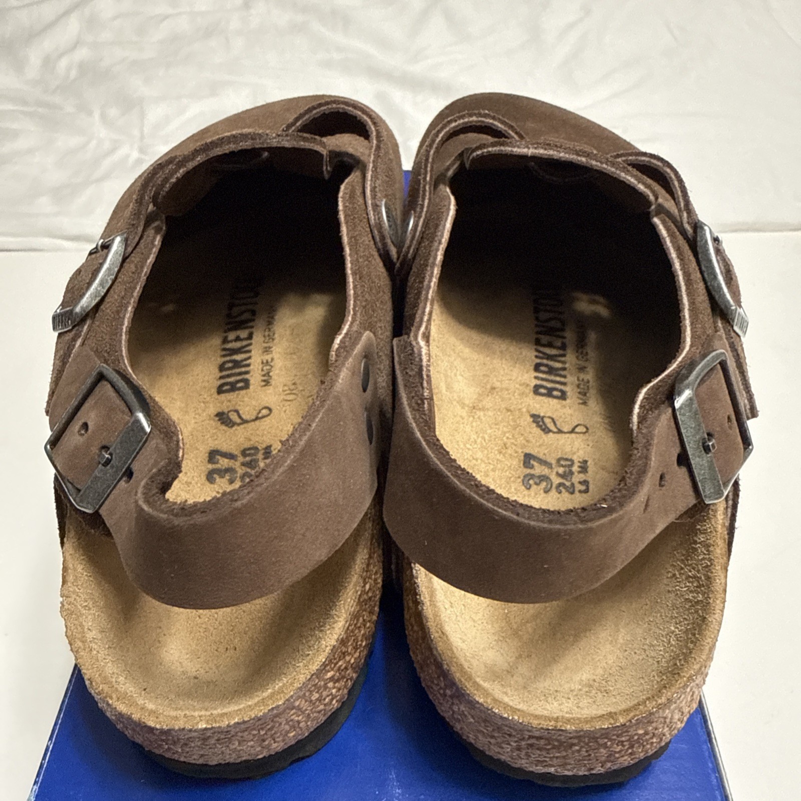 Birkenstock 37 Tokio II Suede Leather Carafe Brown Clogs Narrow Regular NIB