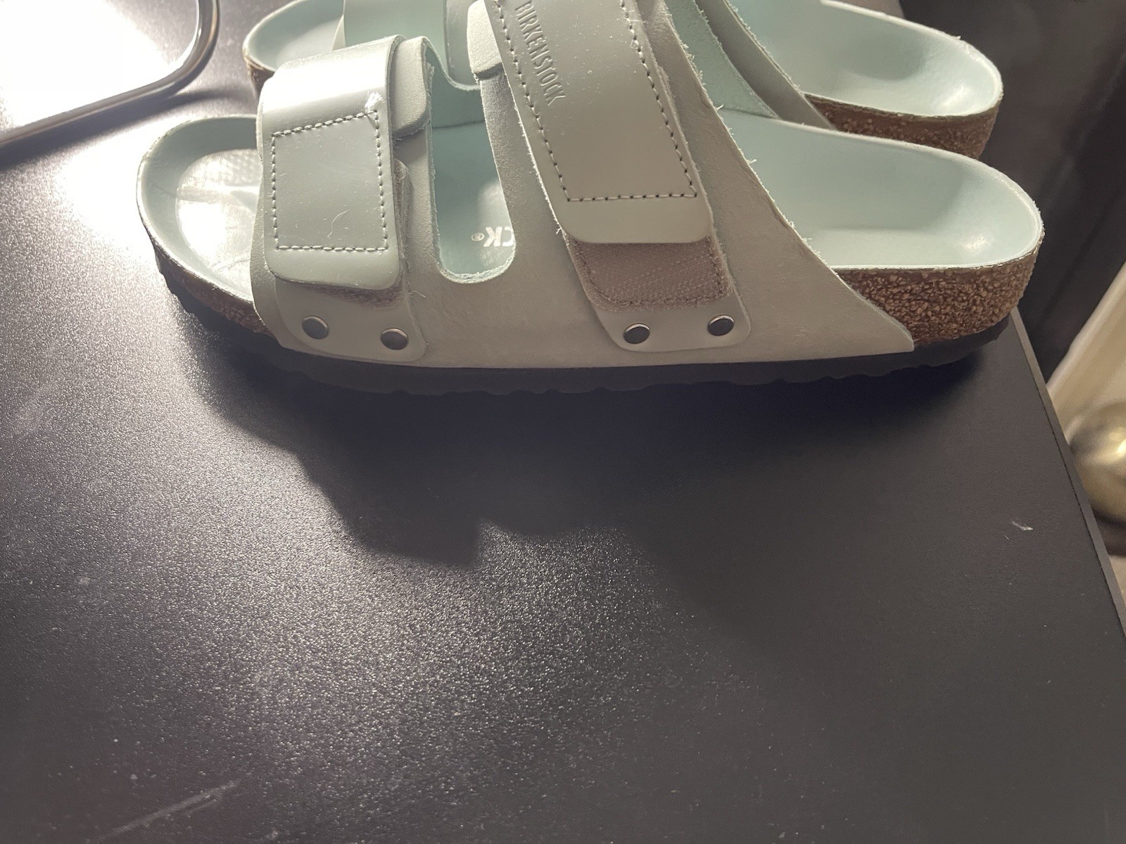 Birkenstock Women’s Blue Slide Sandals Hook & Loop Cork Leather EU 39 US 8