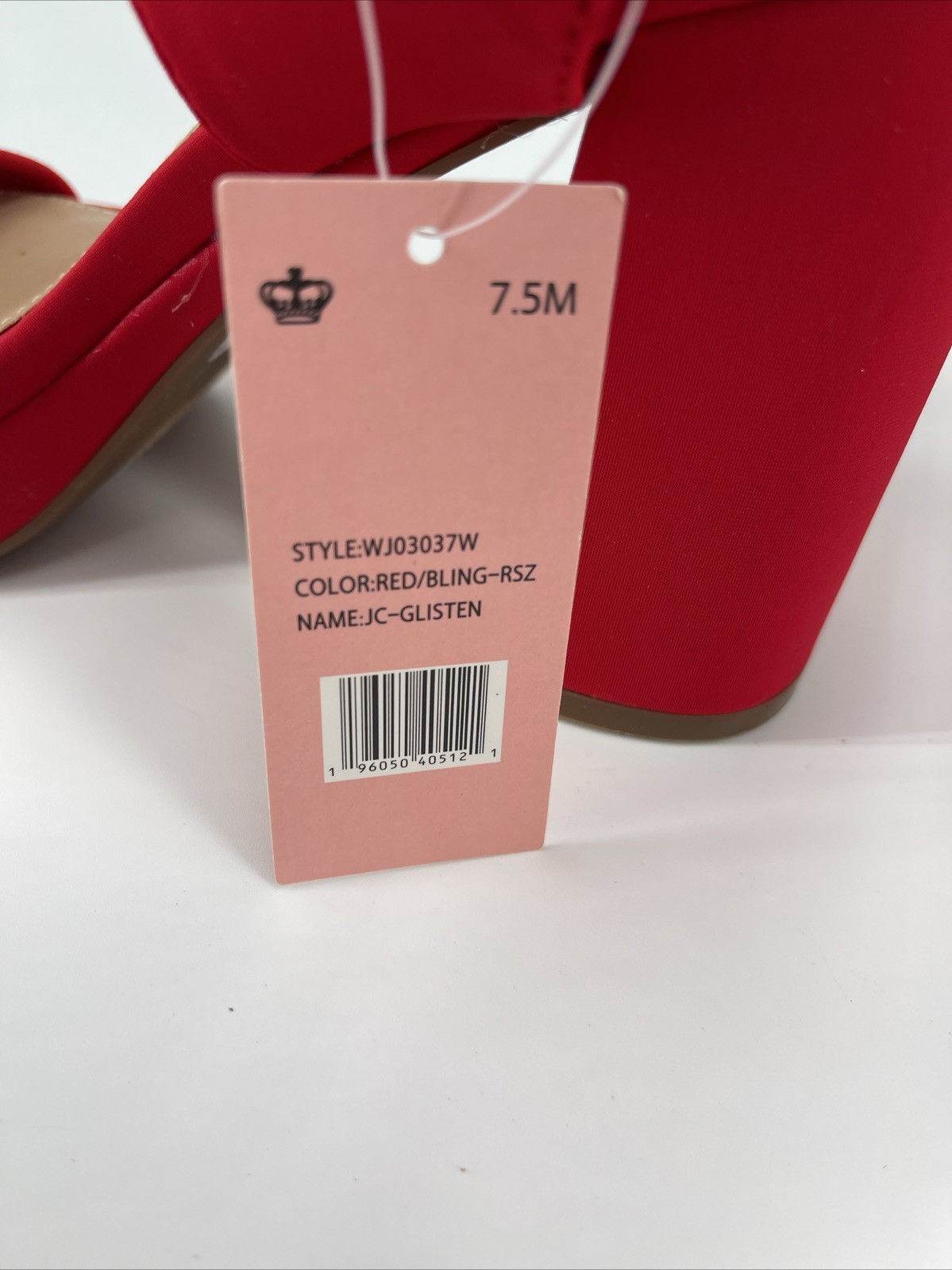 JUICY COUTURE Womens Red/White Logo Glisten Wedge Slingback 7.5M New