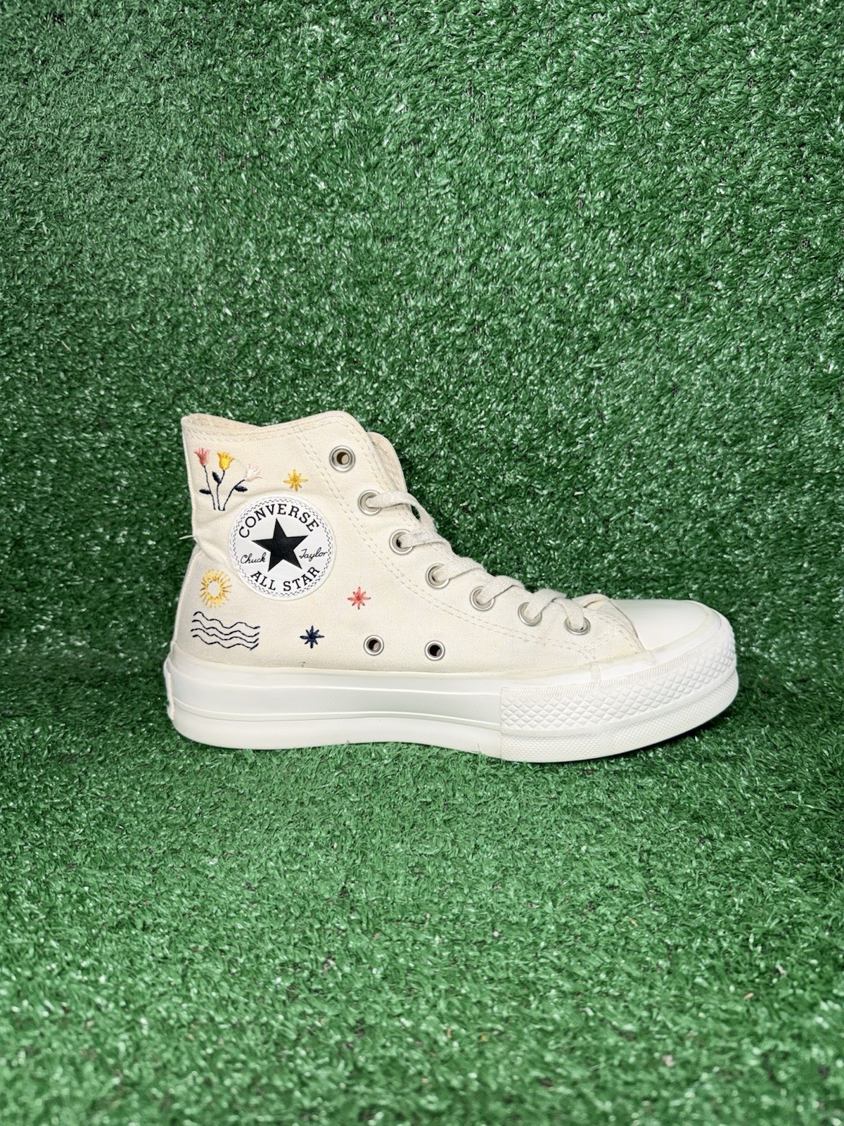Converse Chuck Taylor All Star Platform White Floral Casual Shoes Women Size 6.5