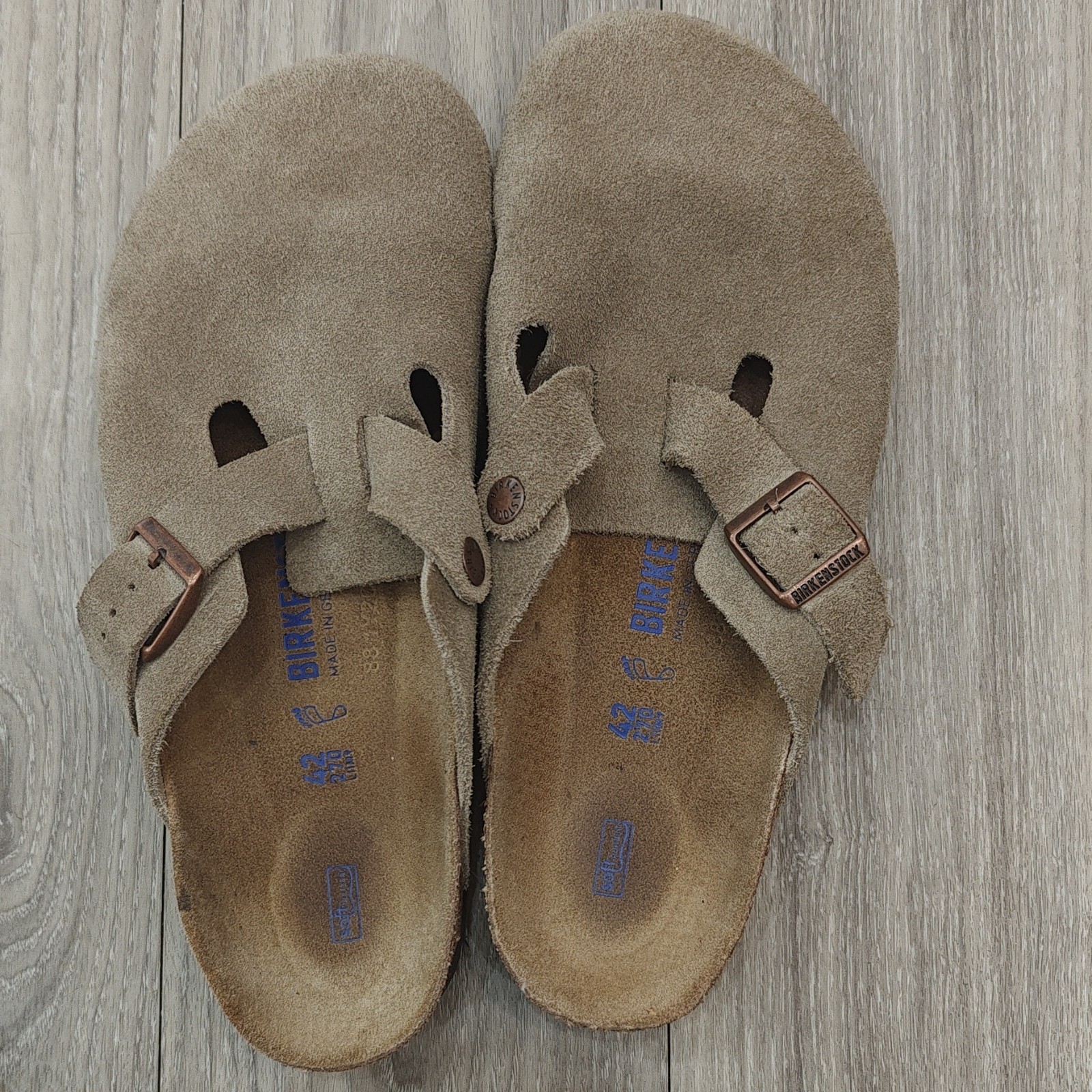 Birkenstock Boston Taupe Suede Clogs Men’s US 9 EU 42 Soft Footbed (AUTHENTIC)