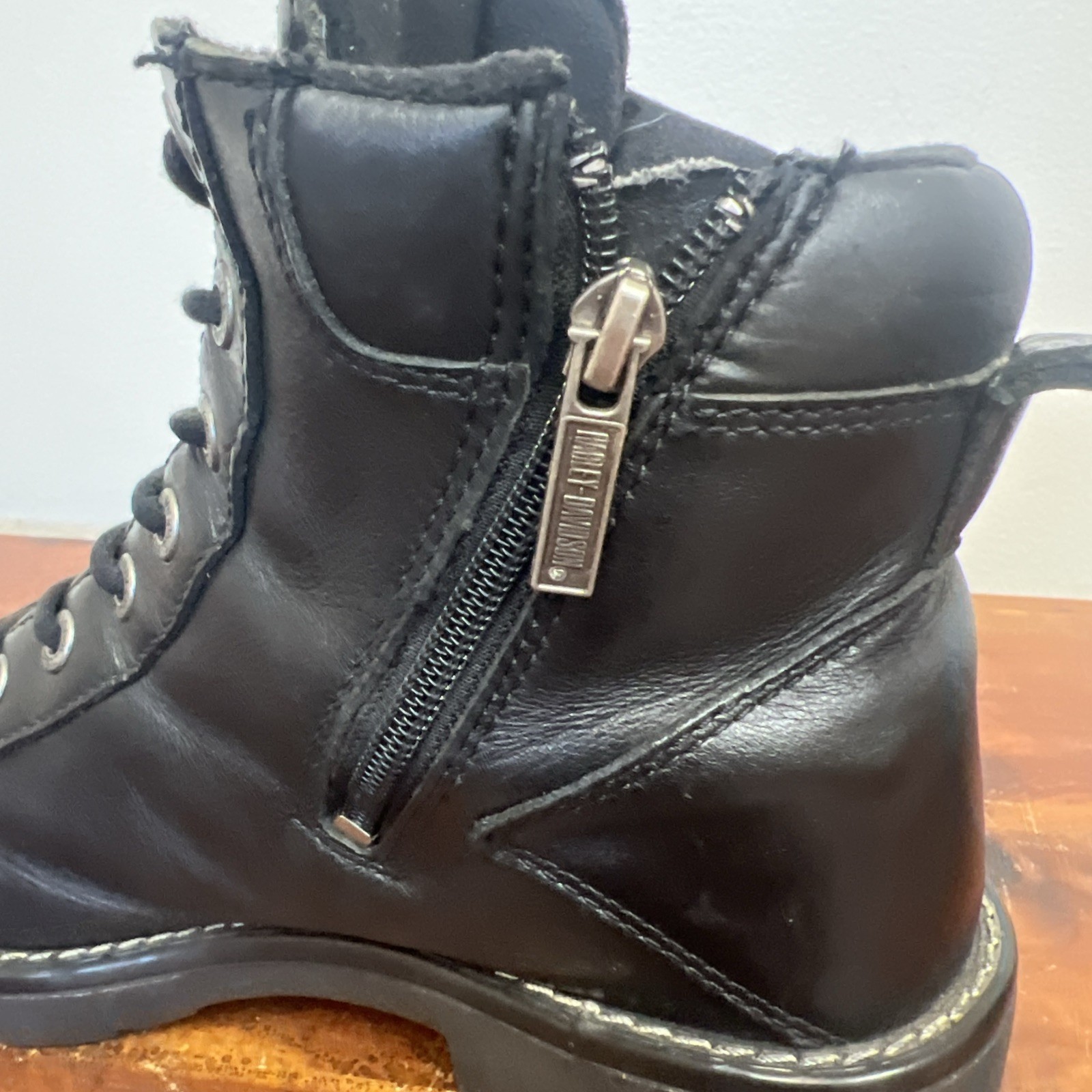 Vintage Harley-Davidson Motorcycle Boots Women’s 9 Leather Side Zip Distressed