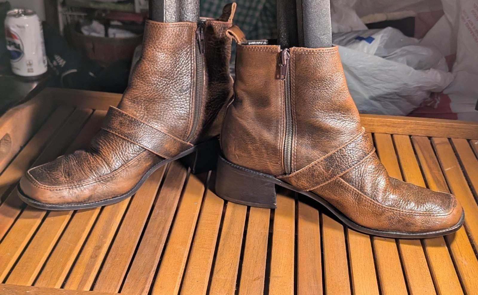 Brown western Wister Buckle Ankle Boots