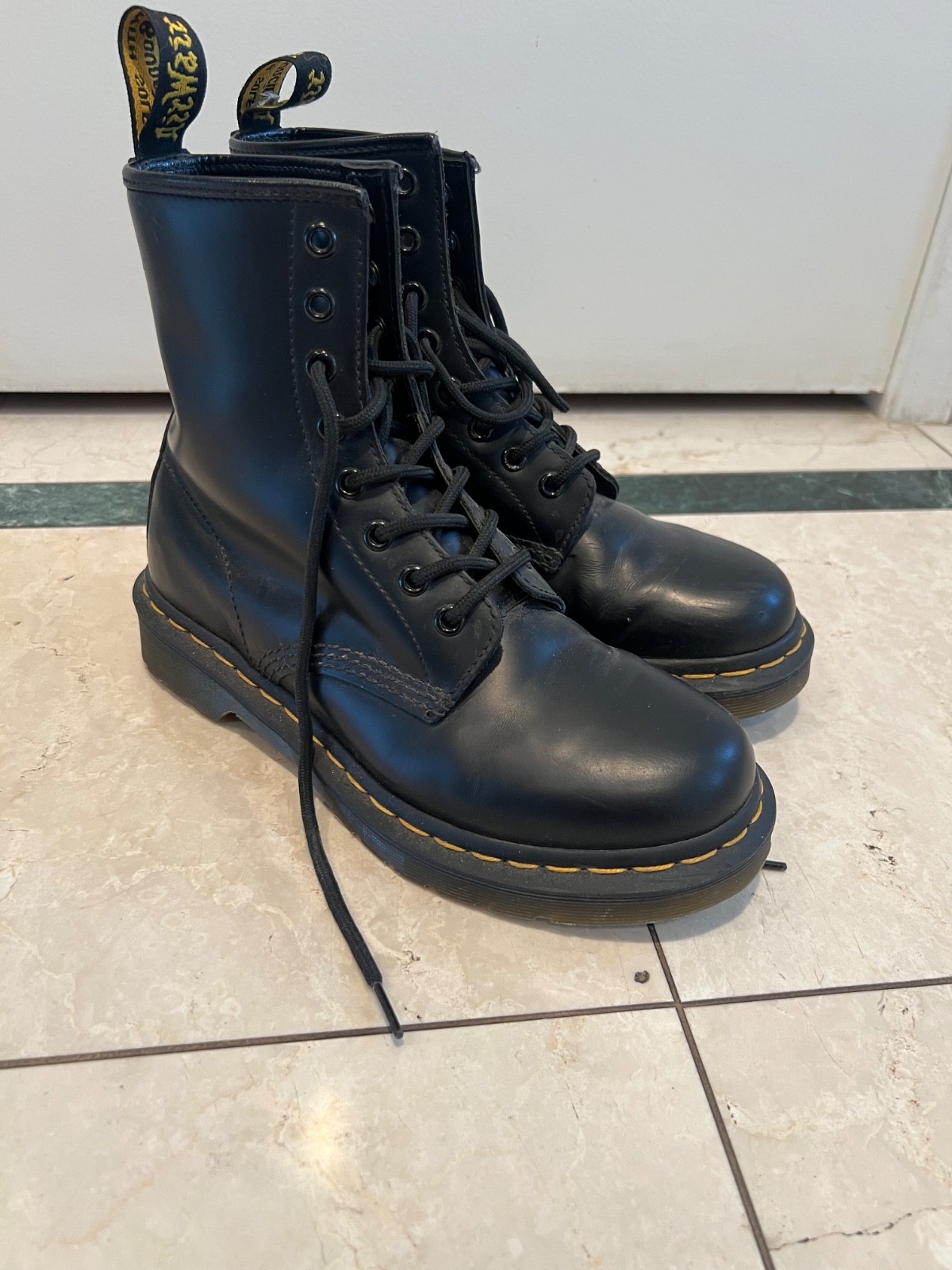 Dr. Martens 1460 Women’s Original Smooth Leather Lace Up Boots – Black, Size…
