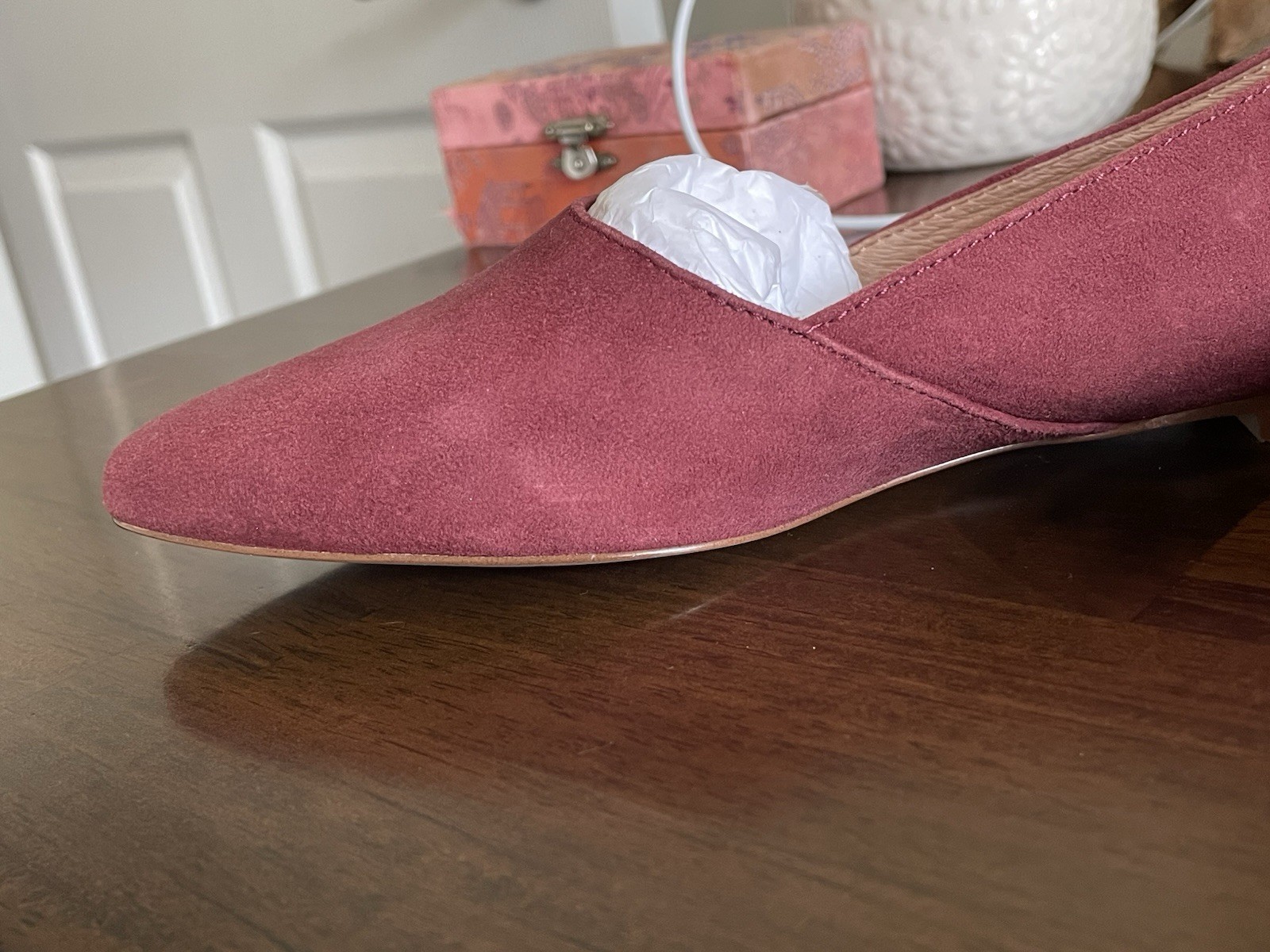 Madewell The Lizbeth Pointy Flats Women 5 Shoes Suede Leather Burgundy Slip On