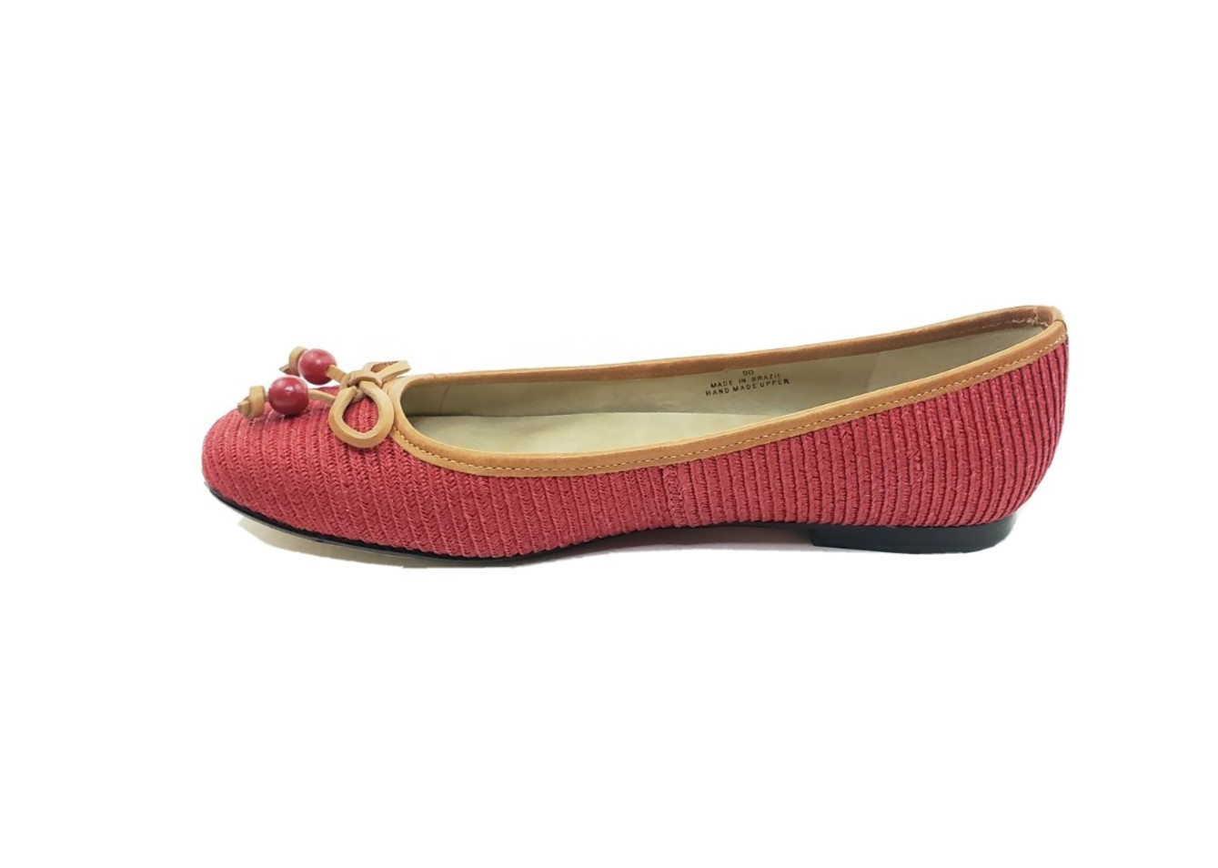 Talbots Fanny 22 Womens Ballet Flats Red Textile Leather Trim Size 9M