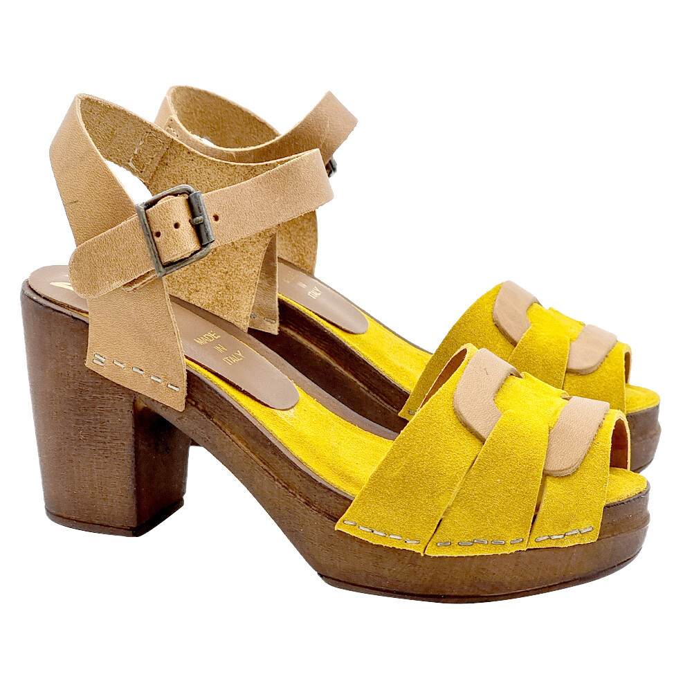 Women’s Yellow Suede Sandals With Strap Heel 8.5 – MY194 YELLOW