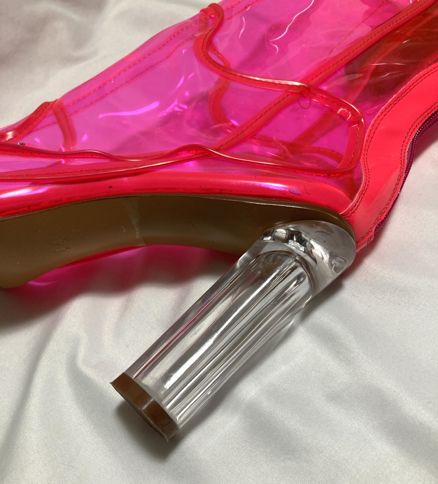 Neon Cowboys HOT PINK PVC BOOTS Women size 14 LED Light Up Out Past Midnight