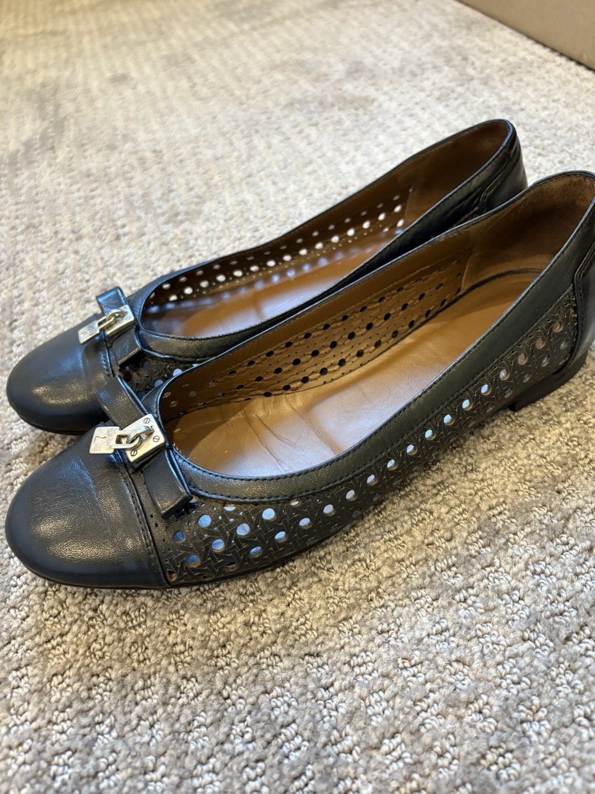 Russell & Bromley Women’s Leather Ballet Flats Lattice Detail Size 38.5