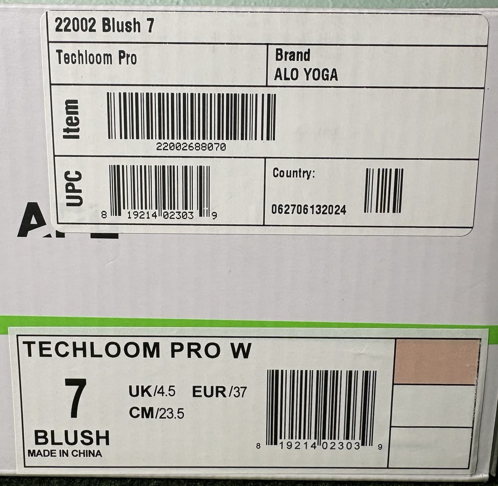 US Women’s 7 – APL Techloom Pro “Blush” 22002, ALO Yoga
