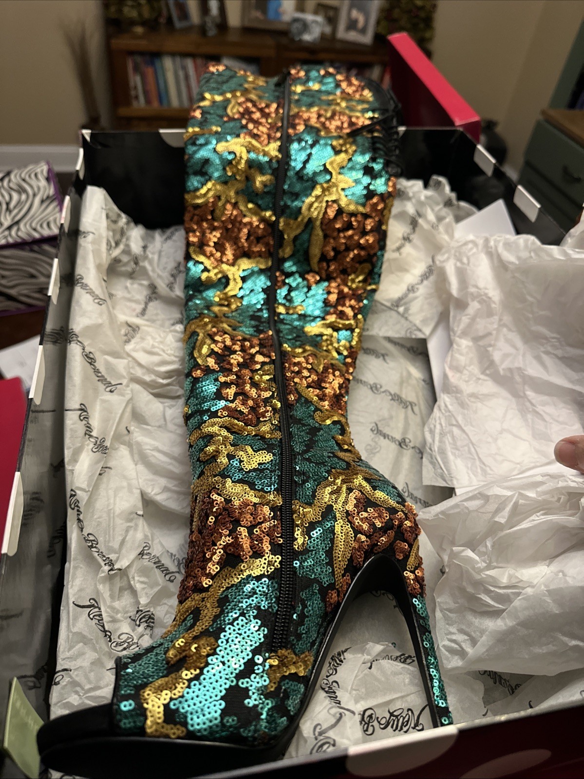 Totally Wicked by Nelly Bernal Celebrity Stiletto Boot Copper Multi- Item #225