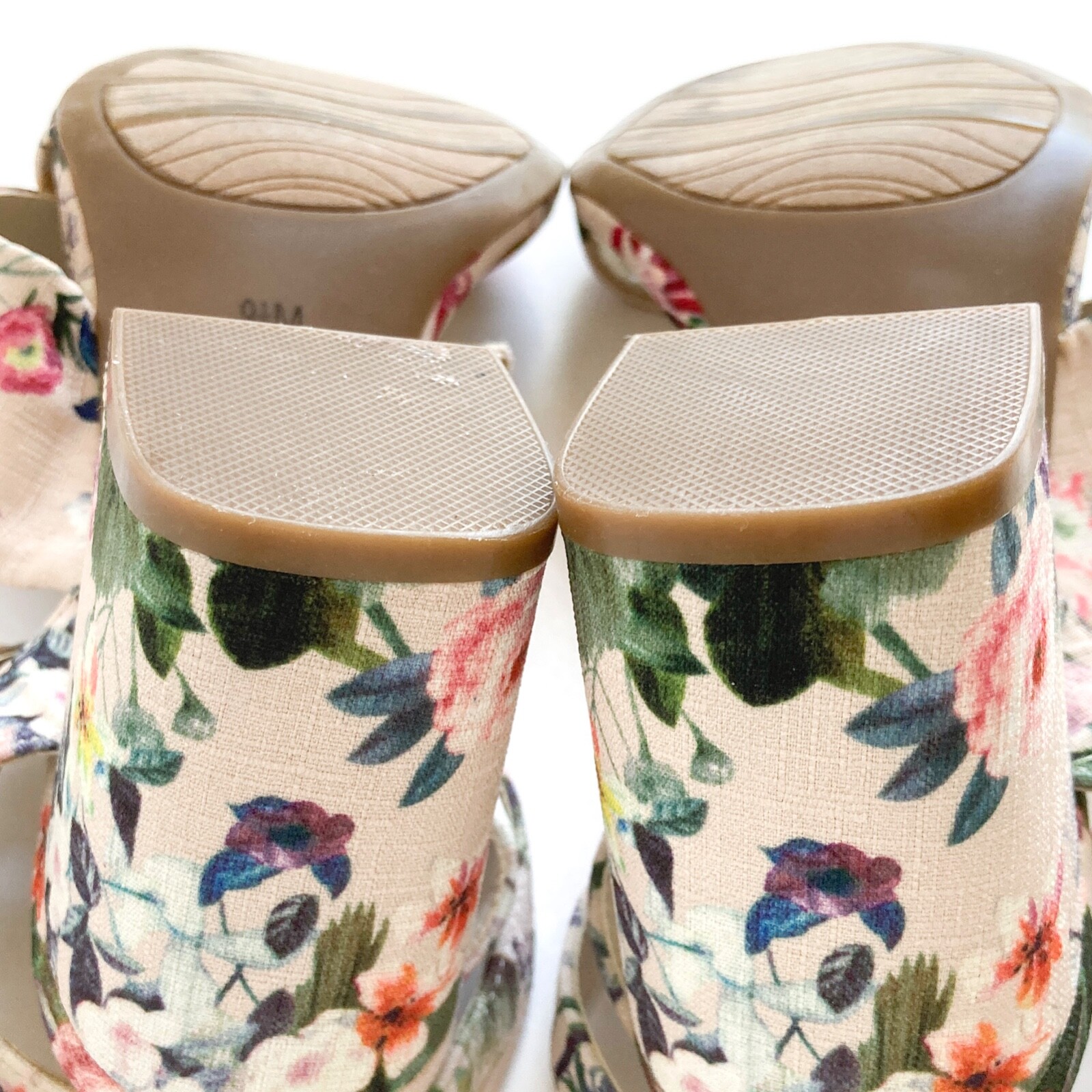 IMPO Floral Sandals Womens sz 9.5 M Varick Ankle Strap 3.25 in Heel Fabric
