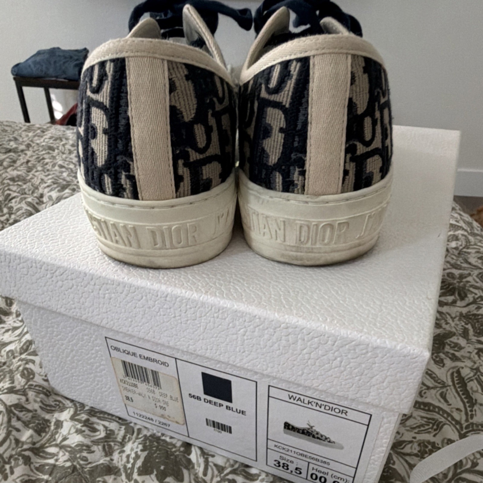 Dior Walk’n’Dior Oblique Embroidered Deep Blue Women’s Lace Up Sneakers Canvas
