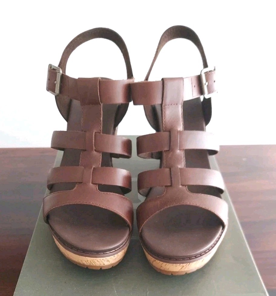Timberland Roslyn Fisherman Sz 10 Brown Cork Platform Chunky Block Heel Sandals
