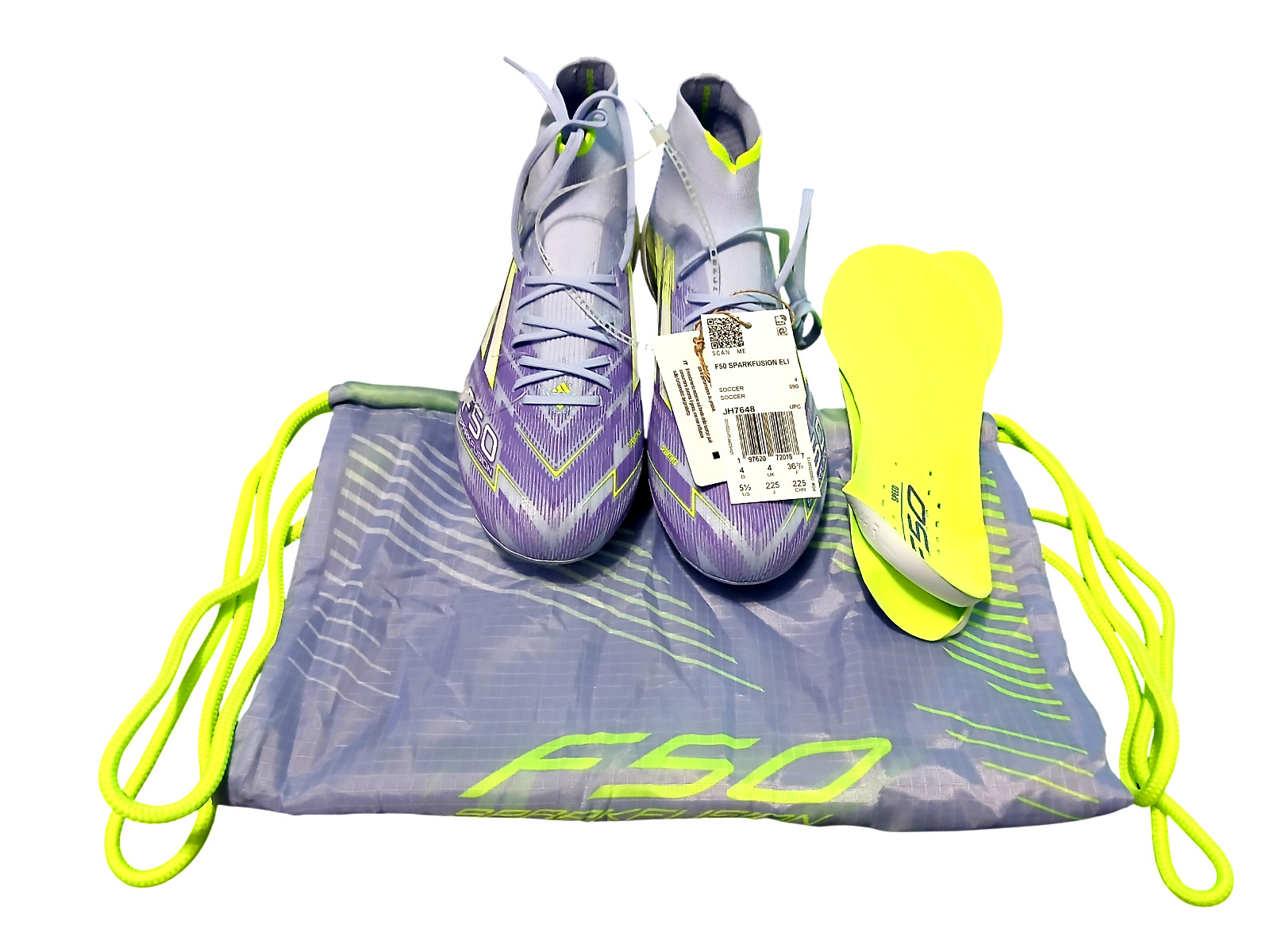 adidas F50 Sparkfusion Elite Mid FG AG Soccer Cleats Violet JH7648 Size 5.5