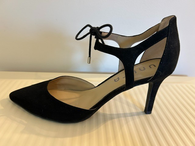 UNISA Black Strappy Lace Up High Heel Shoes with Side Cut Outs Size 11 M