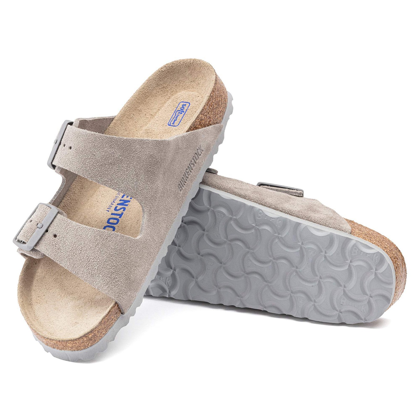 BIRKENSTOCK ARIZONA SOFT FOOTBED SUEDE LEATHER Sandals Stone Coin New