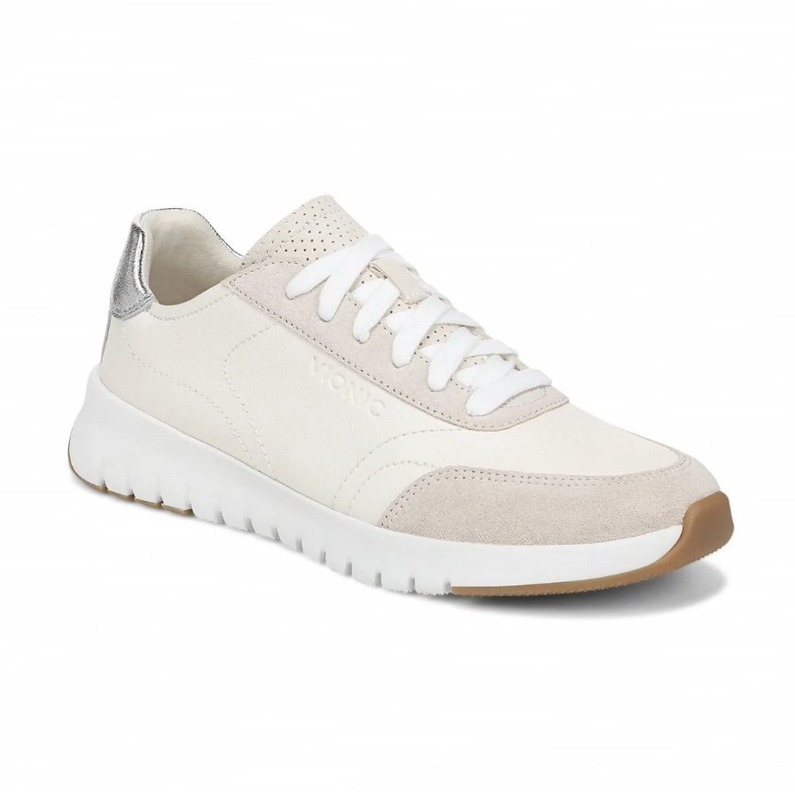 VIONIC Women Uptown Sneaker, Ivory Leather (NEW)