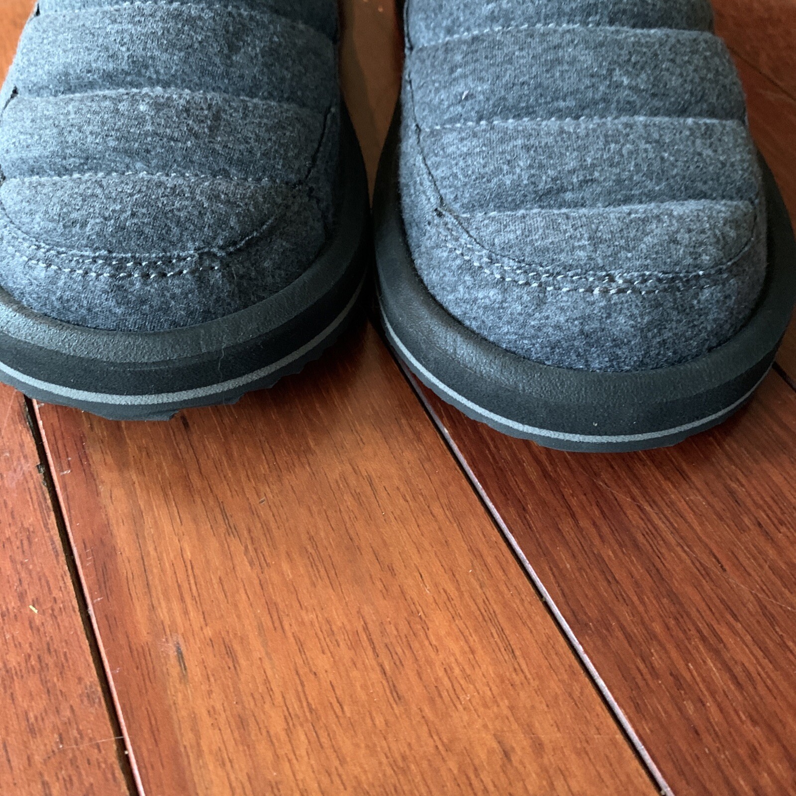 Pre OwnedSANUK Womens Size 6 Grey Quilted Textile Ankle Boot Slippers Hard Sole