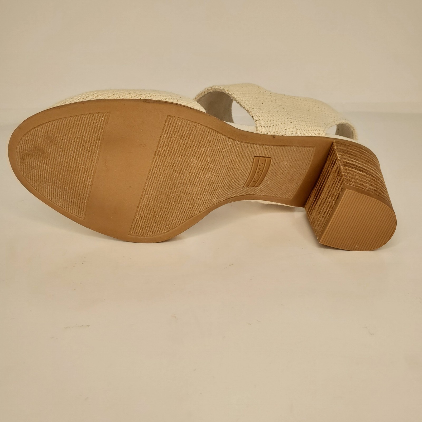 TOMS Majorca Womens Sandal Sz 7.5 White Slingback Side Zip Closed Toe Block Heel