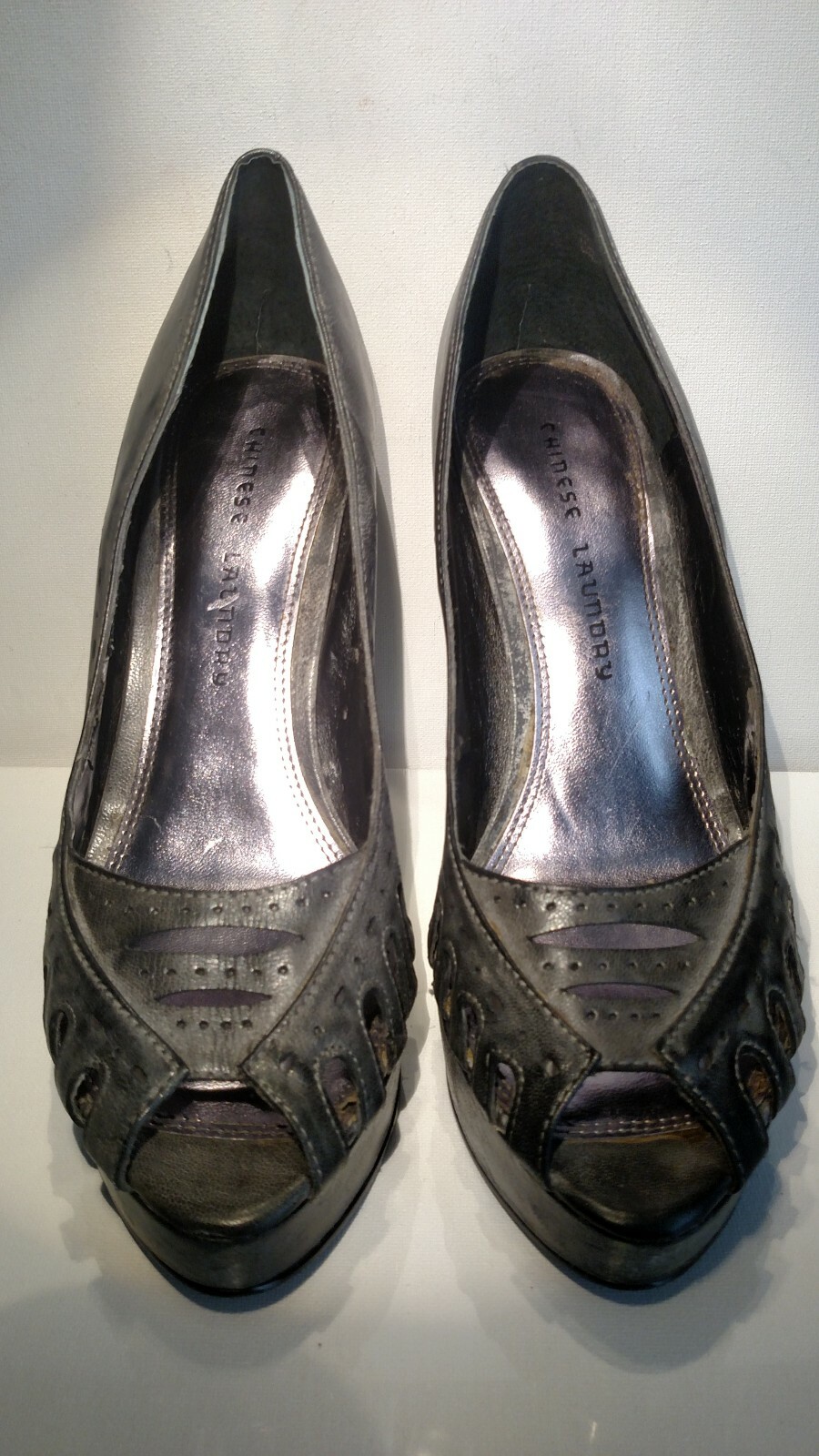 CHINESE LAUNDRY Sz9m gray leather 5.5inch heel 1.1inch platform