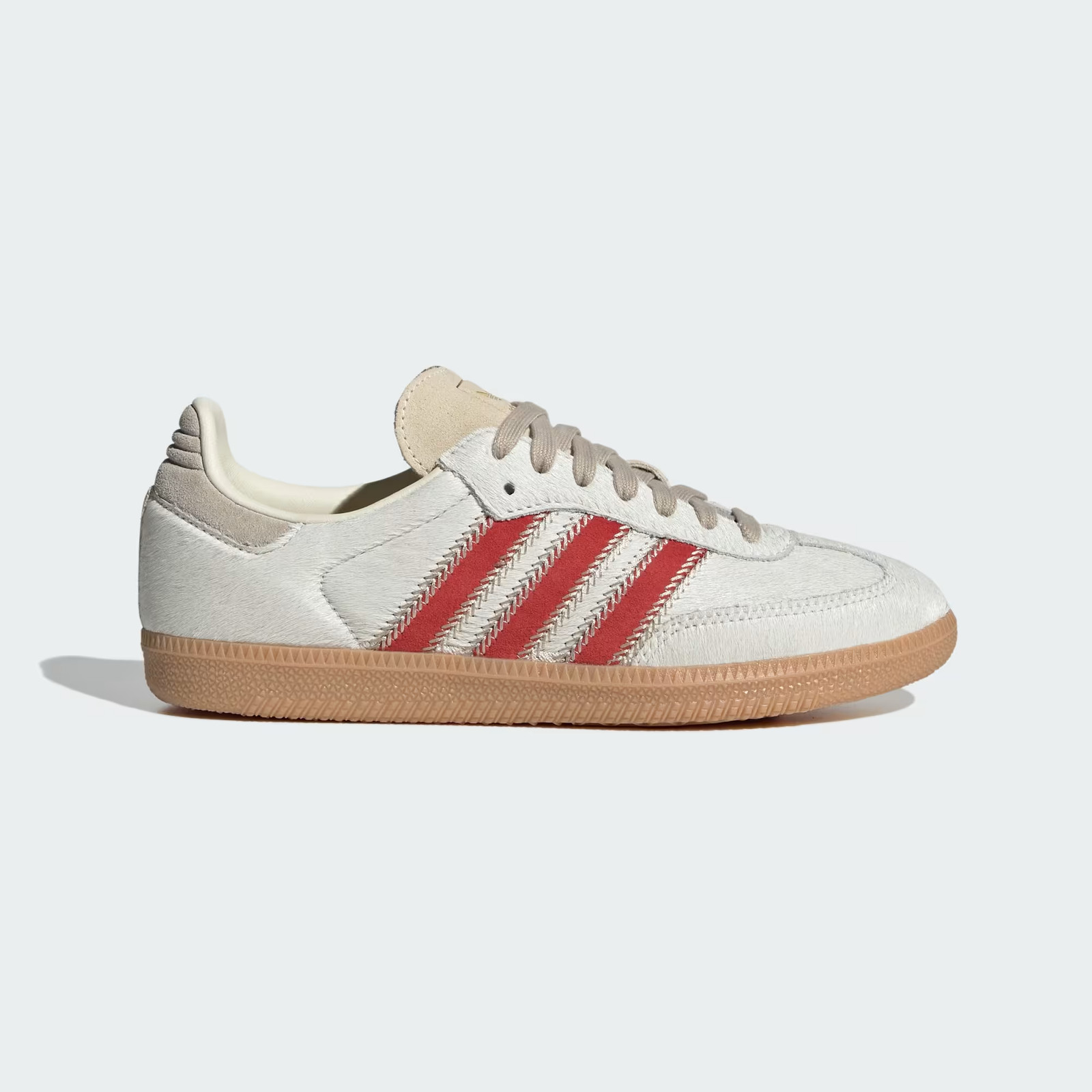 Adidas Samba OG Pony Hair Wonder Beige Better Scarlet Womens JS3935 NEW Multi Sz