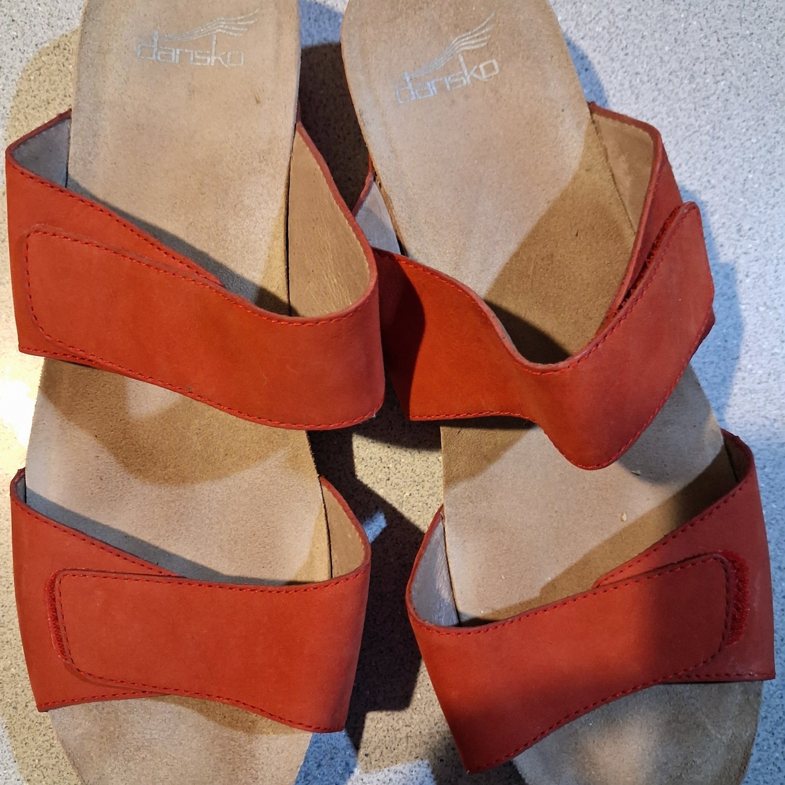 Dansko Red Leather Slide Sandals Womens Comfort Straps EU 41 US 10.5