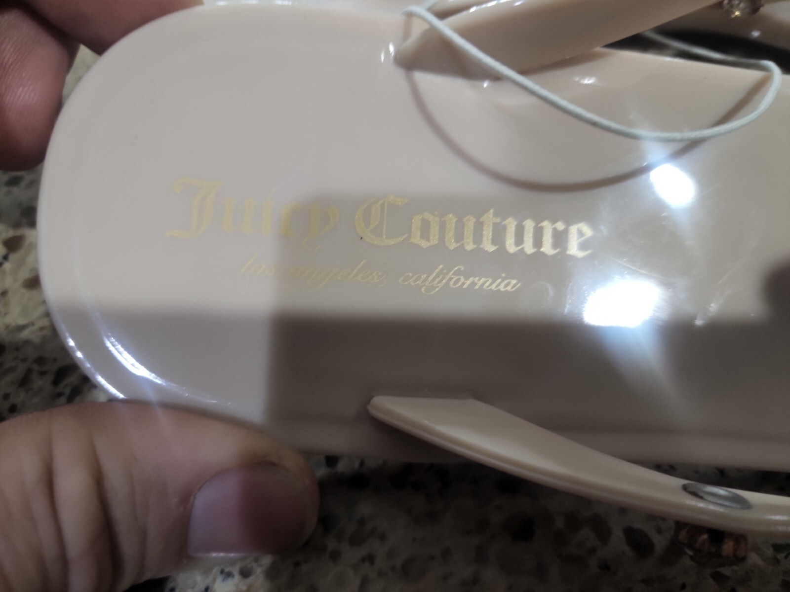 New Juicy Couture Womens Nude Jeweled Bling Flip Flops Size 6M 7M 8M 9M 10M