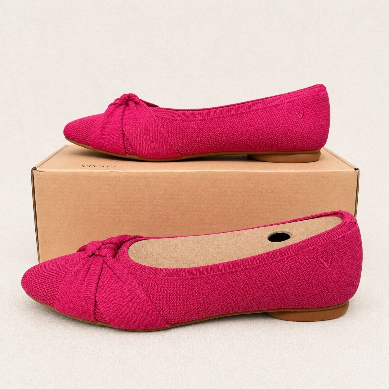 VIVAIA Pointed Knit Flats Pink | EU 39 / US 8 Bibi Pitaya