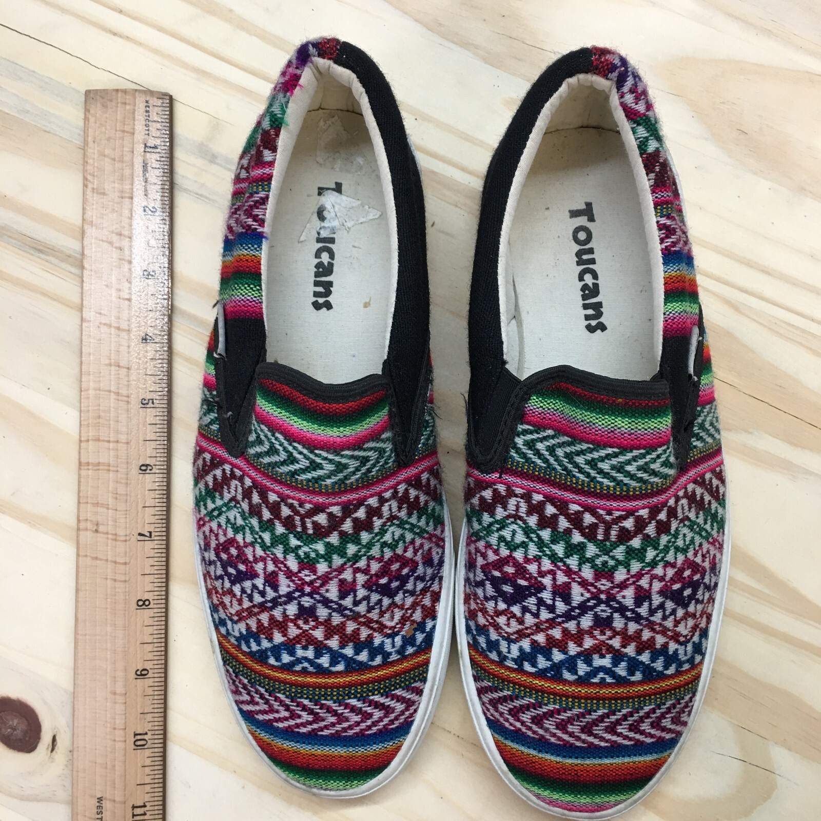 Toucans Shoes Mens 4 Womens 6 Inca Print Casual Slip On Loafer Flats Multicolor