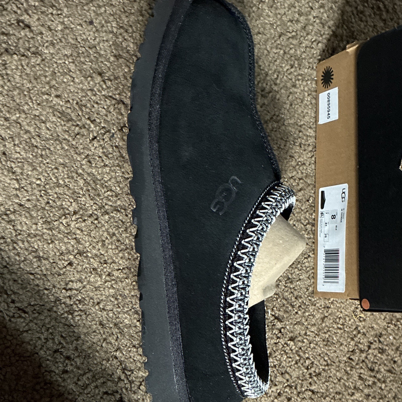 UGG Tasman Women’s Black Suede Slip-On Slippers Rubber Outsole Round Toe 8