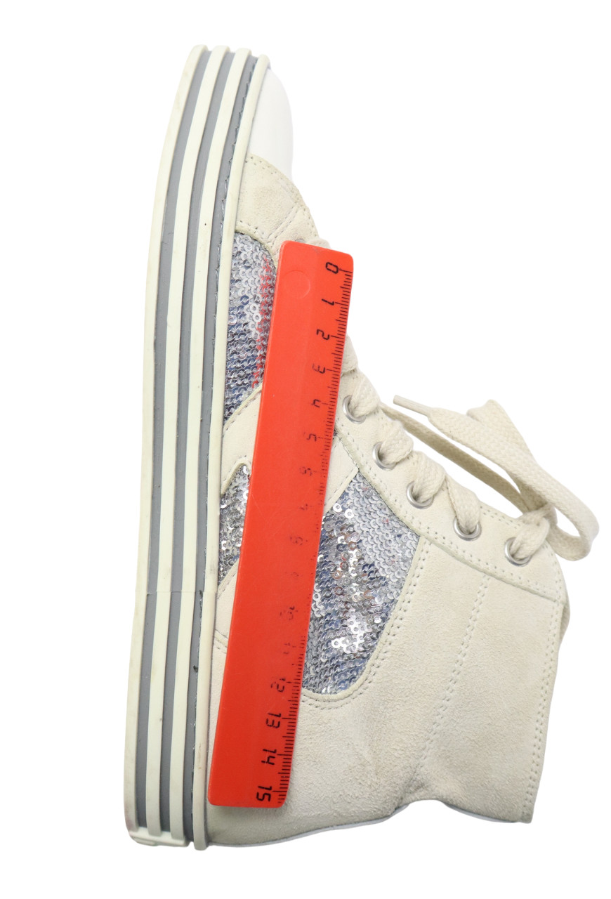 Hogan Sneakers Womens Eu 36 Shiny Ankle Round Lace Up Casual
