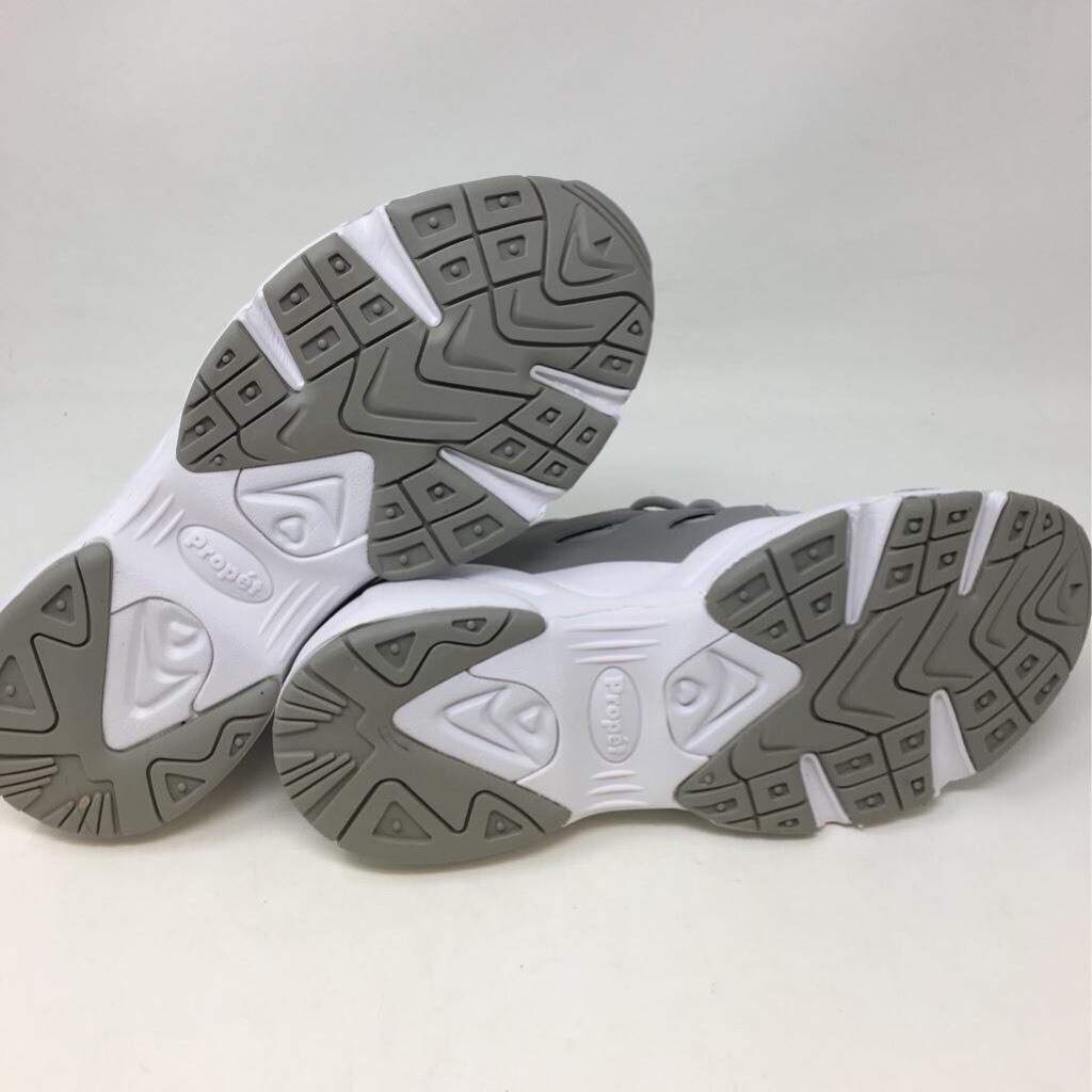 Propet Womens Stability Strider Walking Shoes Gray Mid Top Lace Up Knit 6.5 New