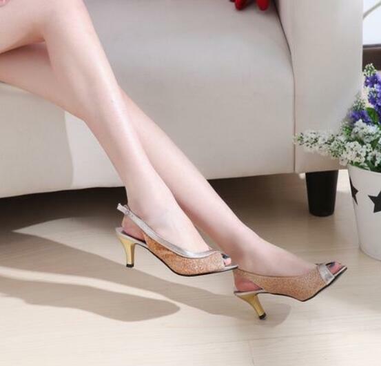 Women Summer Slingbacks Sandal Shoes Peep Toe Kitten Heel Buckle Pumps All Size