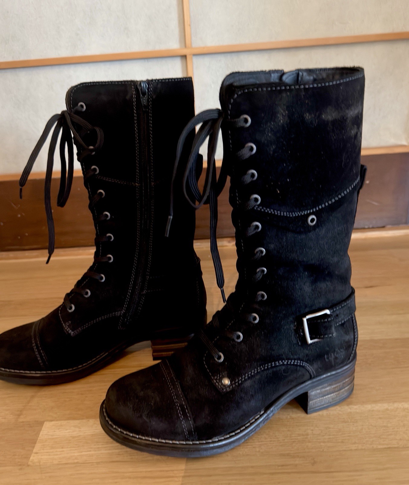 Taos Black Suede Lace-Up Boots – Size 38 – New Without Box, original MSRP $300