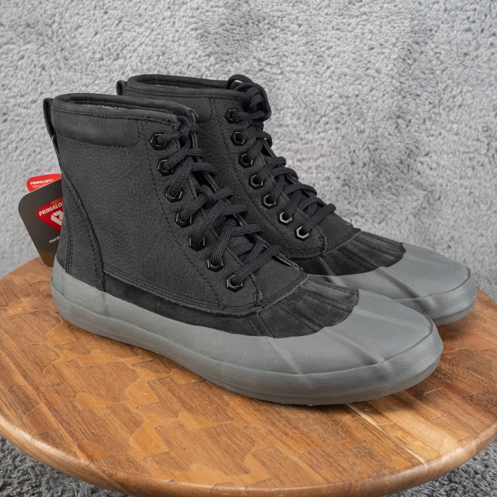 LL Bean Bar Harbor Duck Boots Black Gray Leather 517497 Women’s Size 9 M NEW