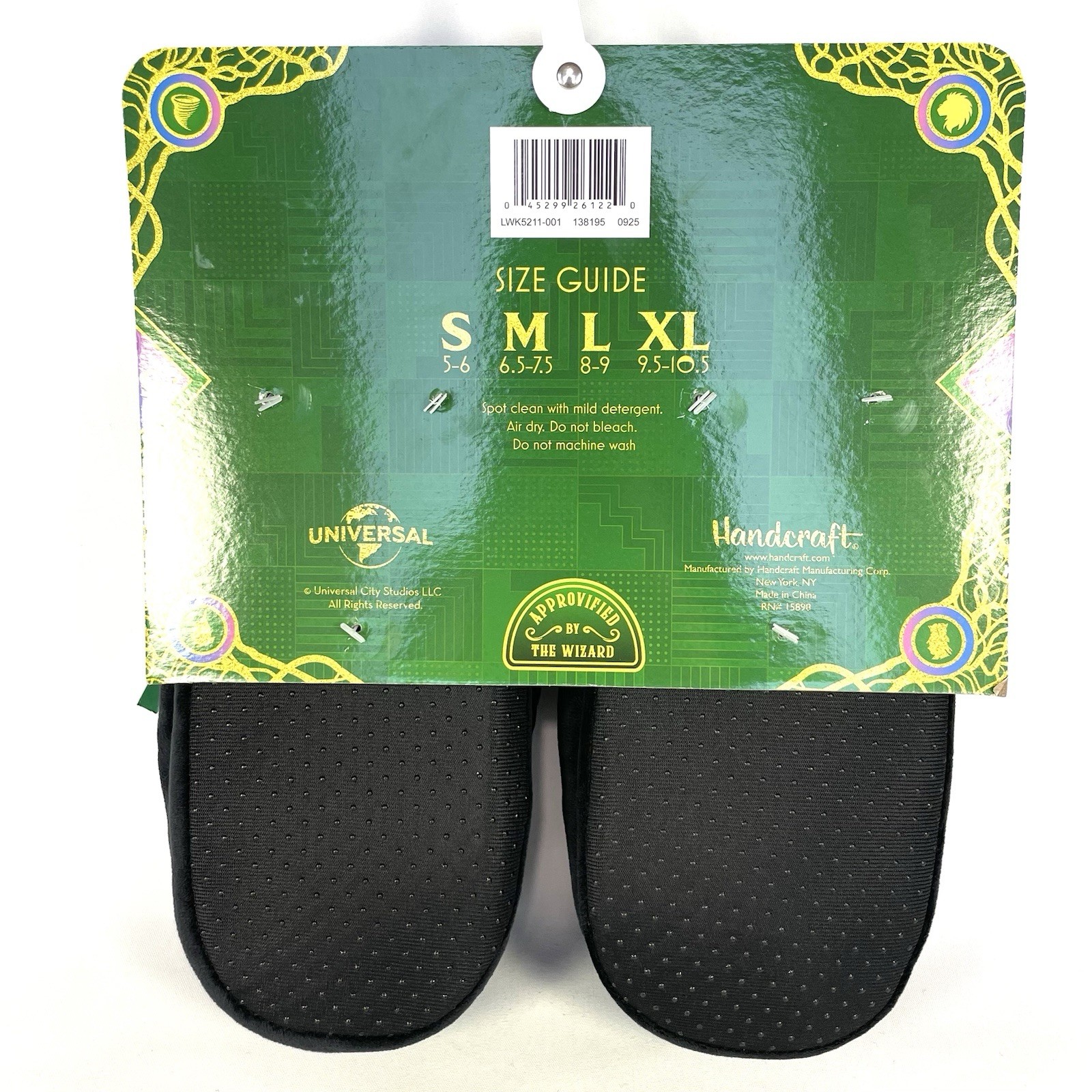 Wicked Elphaba Plush Slippers Womens Black Green Lace NWOB M L XL Broadway