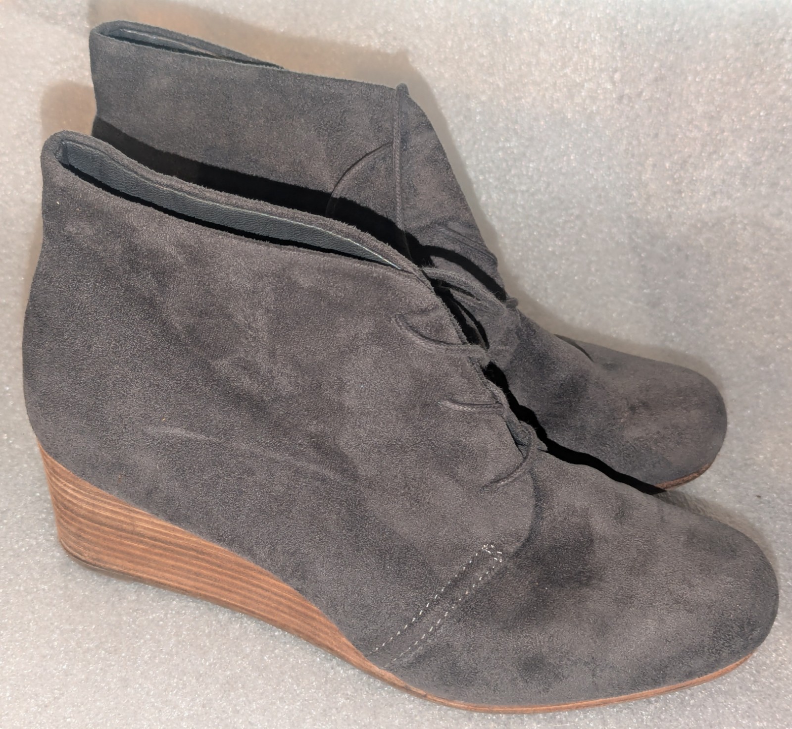 Dr. Scholl’s Women’s Dakota Wedge Boot Gray Fabric Lace Up Size 9 M / 39
