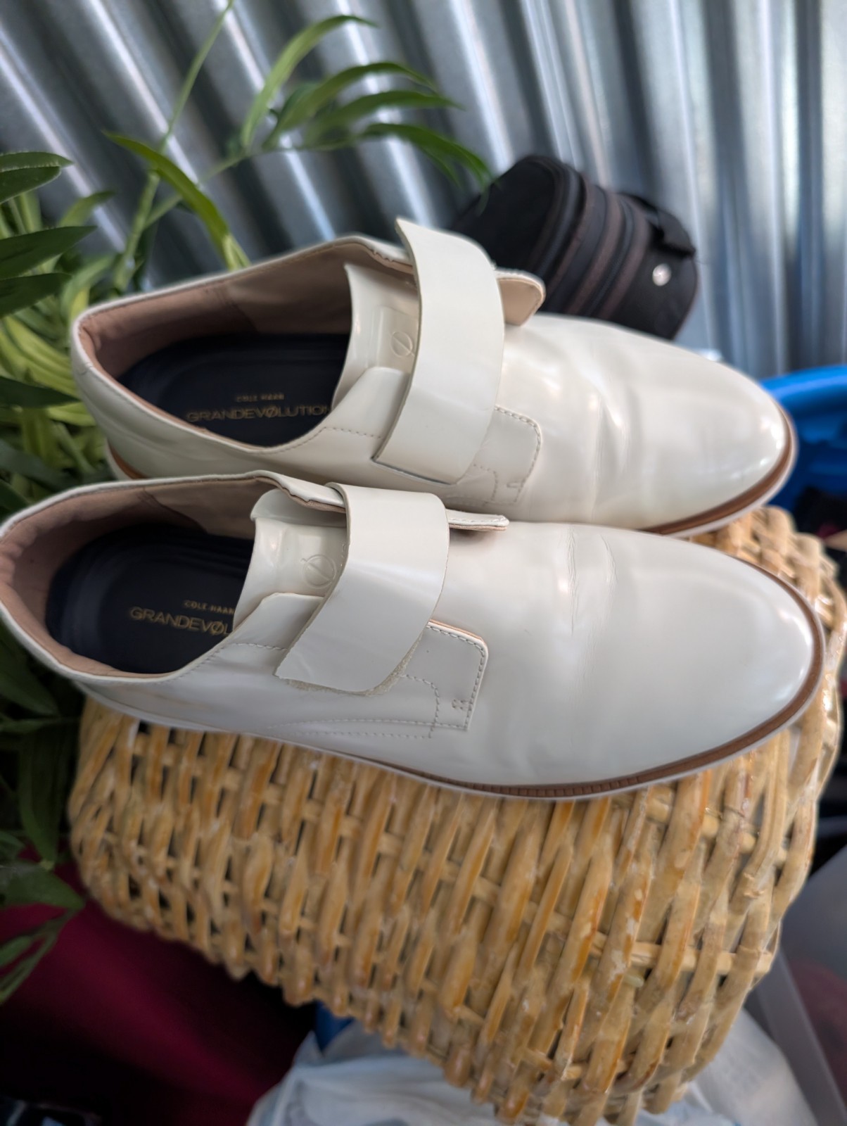 COLE HAAN «GrandEvolution Modern Monk» Off White Leather Oxford Shoes Sz 9 $250