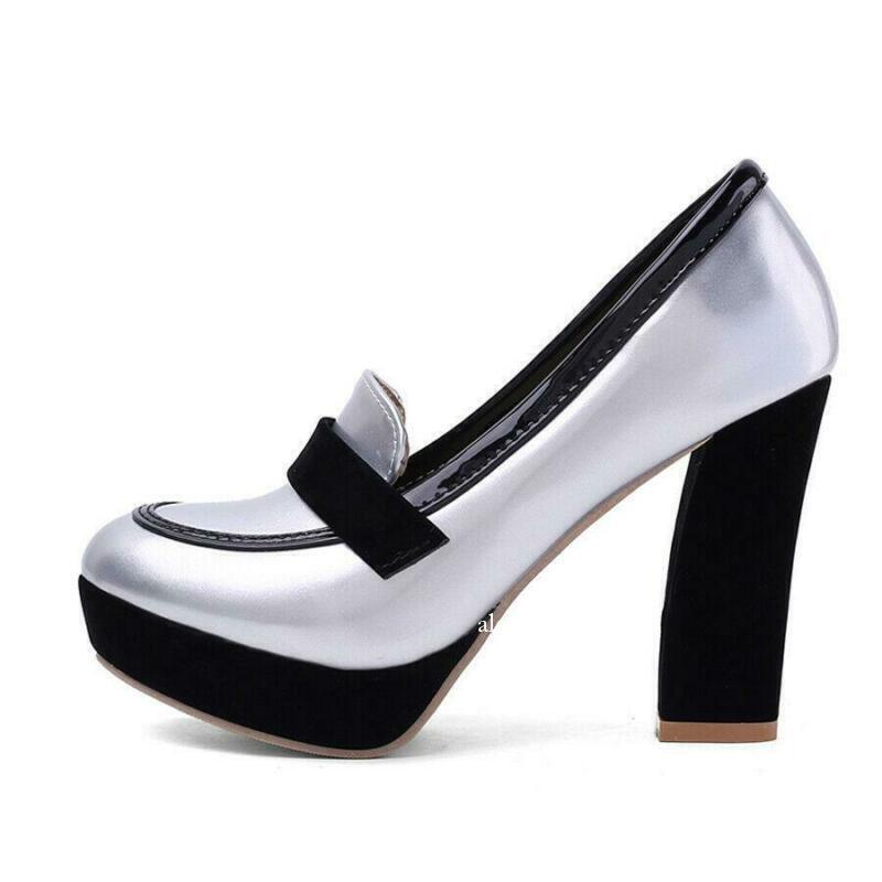 Women’s Platform Plus Size Pointed Chunky Block Heeled Pumps Shoes Party