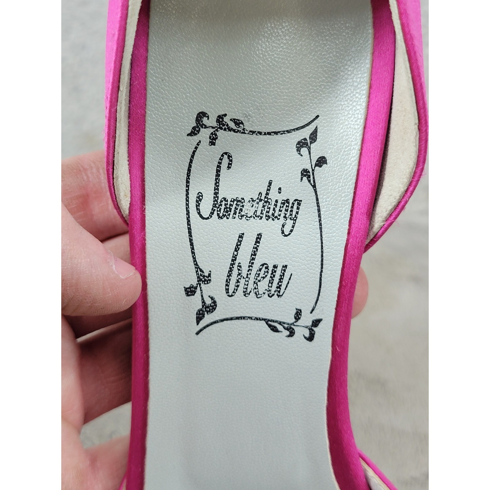 Something Bleu Cara Fuschia Pink Satin Bow D’Orsay Peep Toe Heels Made in Italy