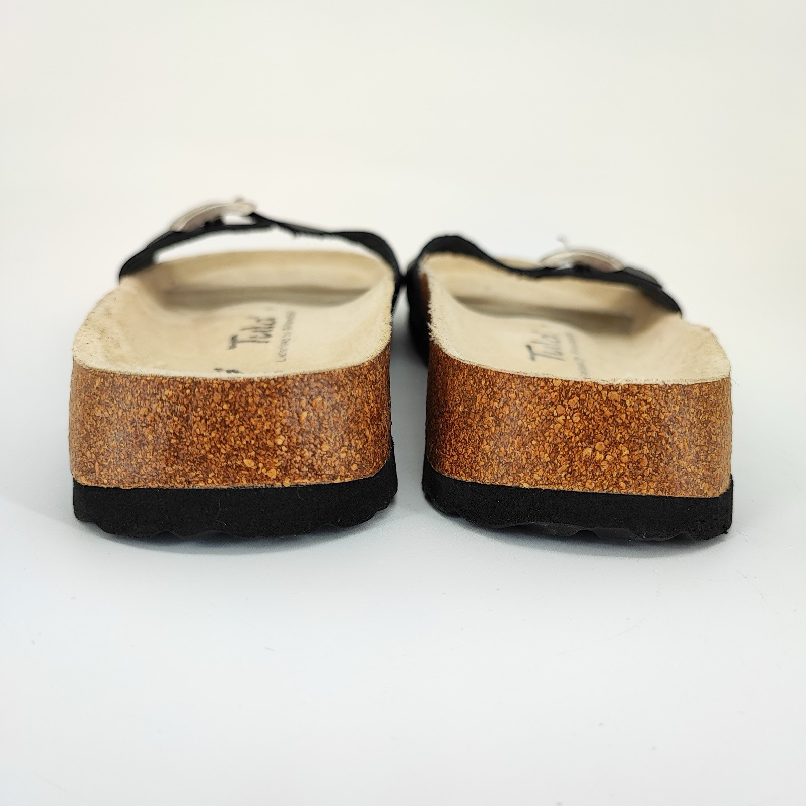 Tula by Birkenstock Madrid Women’s Size 7.5 Sandals Leather Black Comfort Slide