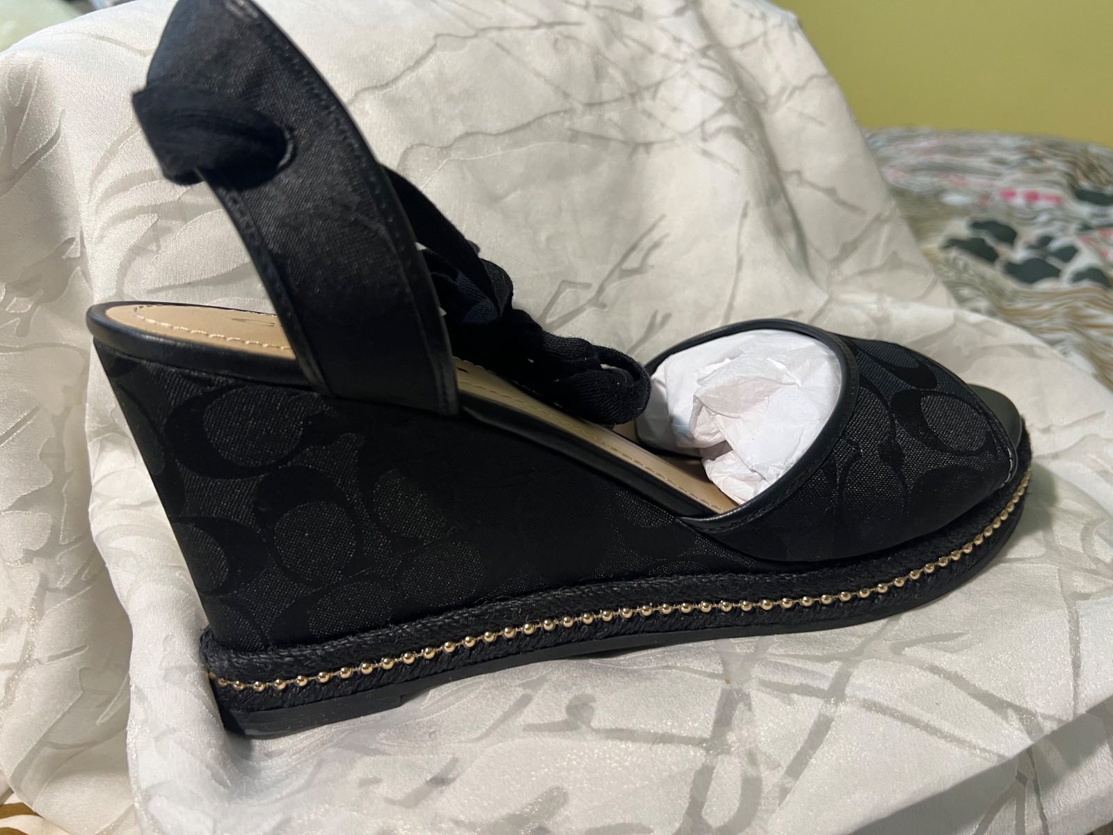 COACH – Page Wedge In Recycled Signature Jacquard | Black Size 10- Brand New