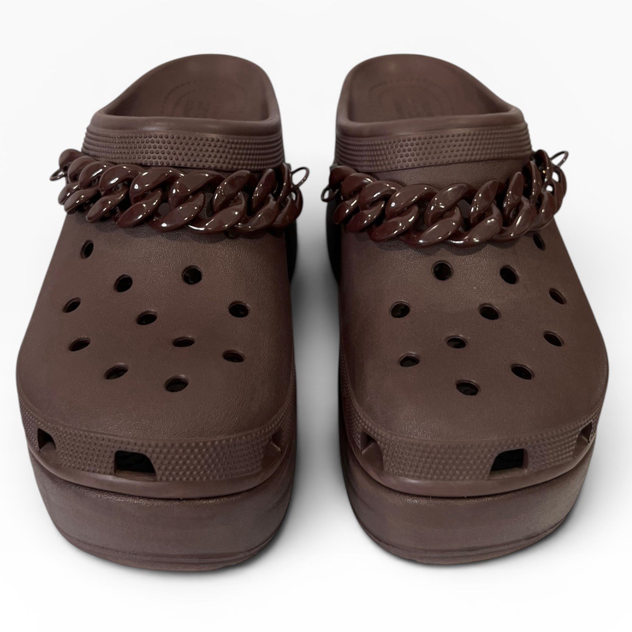Crocs Siren Chain Platform Clogs Womens 11 Burgundy Chunky Heel Iconic Comfort