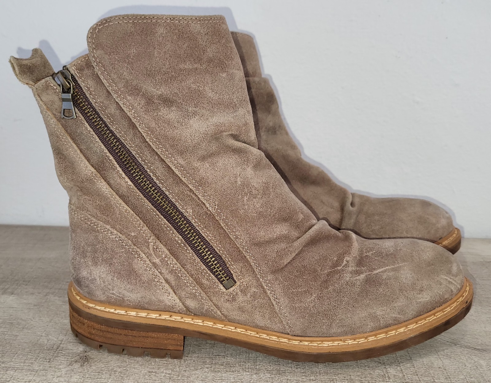 Sofft Taupe Brown Gray Suede Ankle Calf Slouch Boots Shoes Womens Size US 11