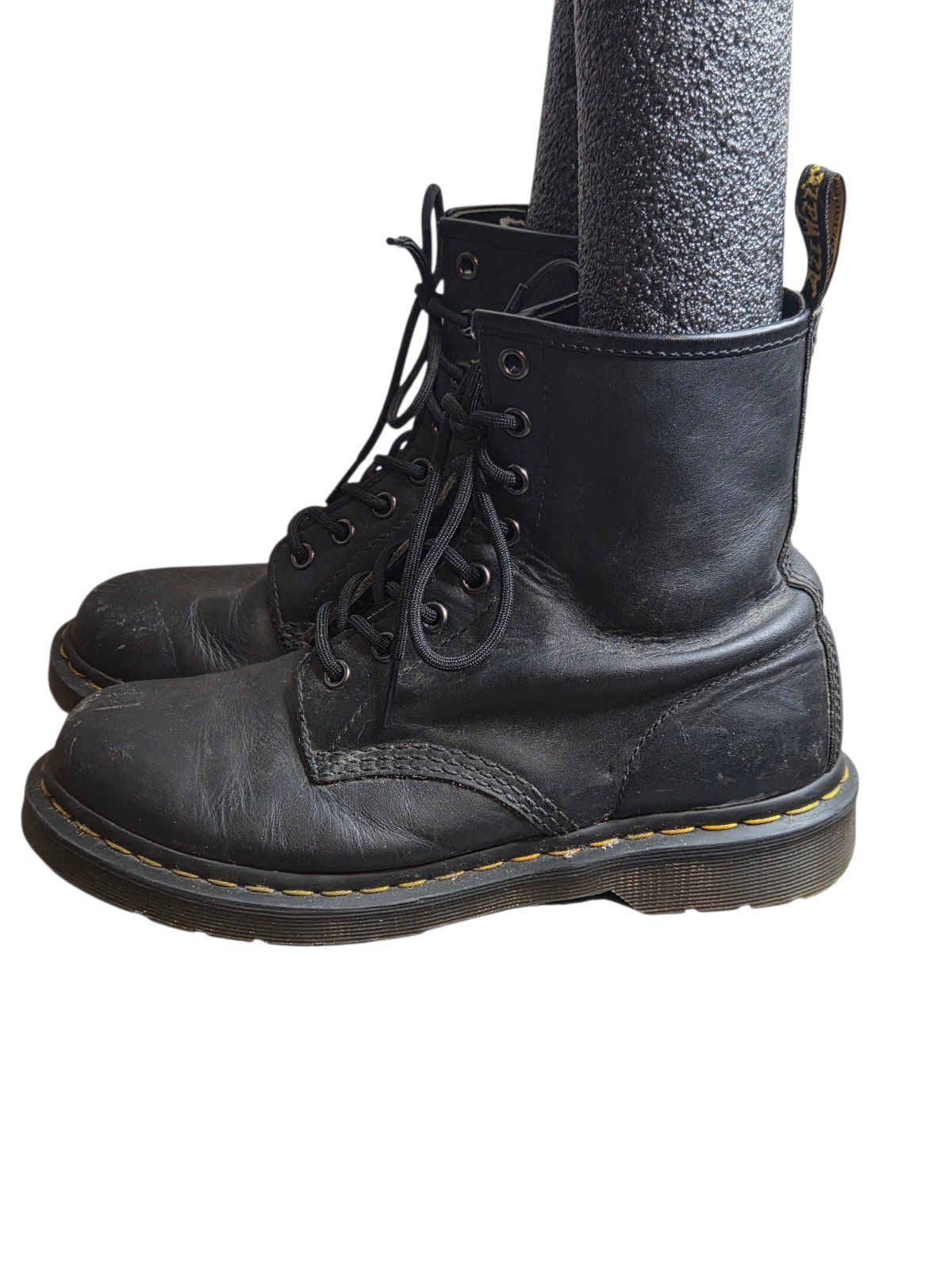 Dr. Martens 1460 Pascal Virginia Black Leather Combat Boots for Women, Size US 8