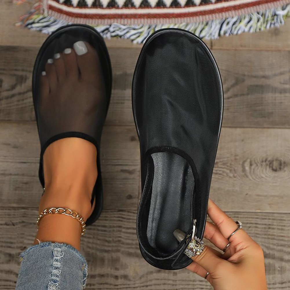 Casual Womens Mesh Mules with Closed Toe and Flat Bottom for Daily Wear