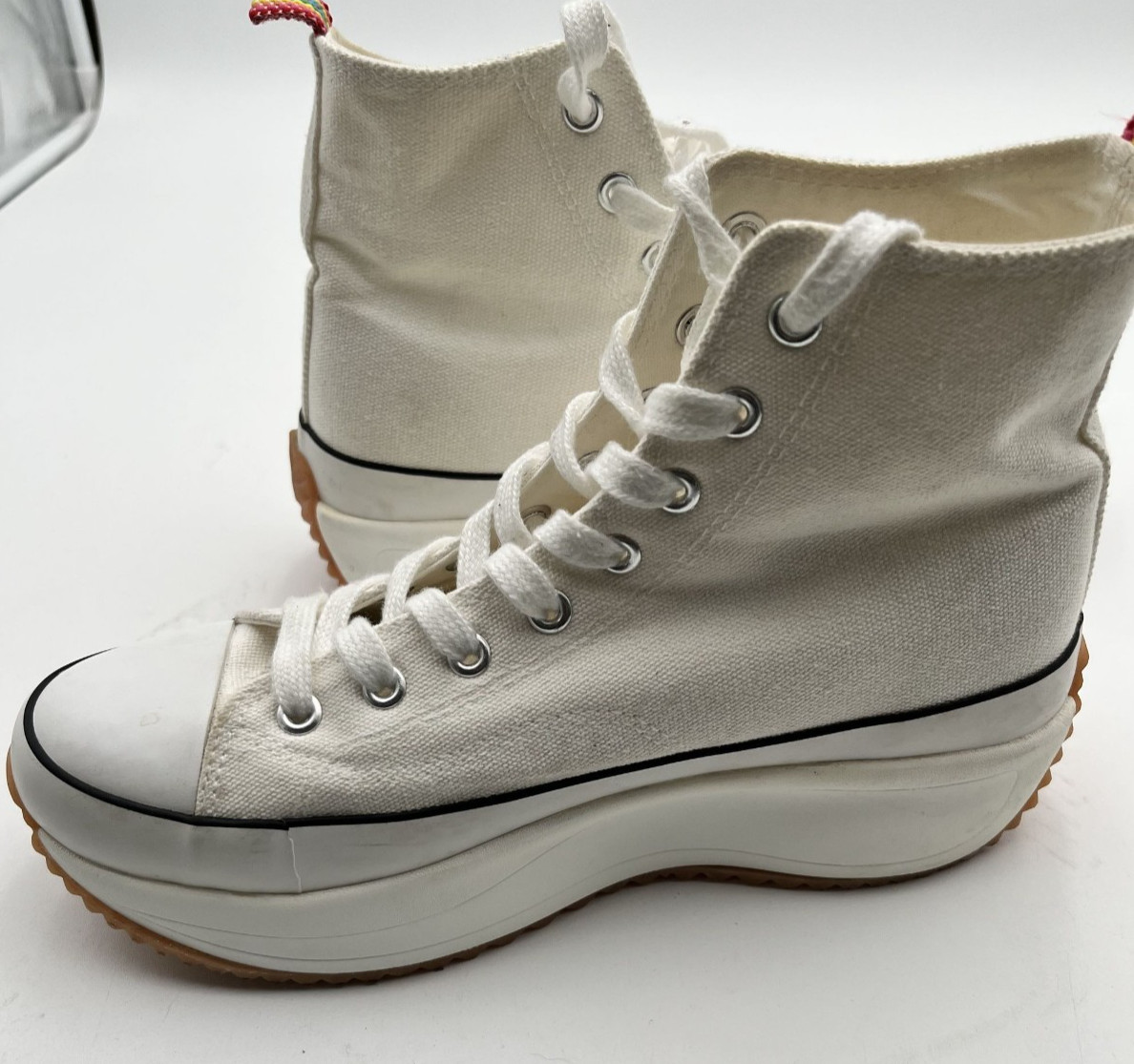 Madden Girl White High-Top Platform Sneakers With Rainbow Pull Tab Size 8