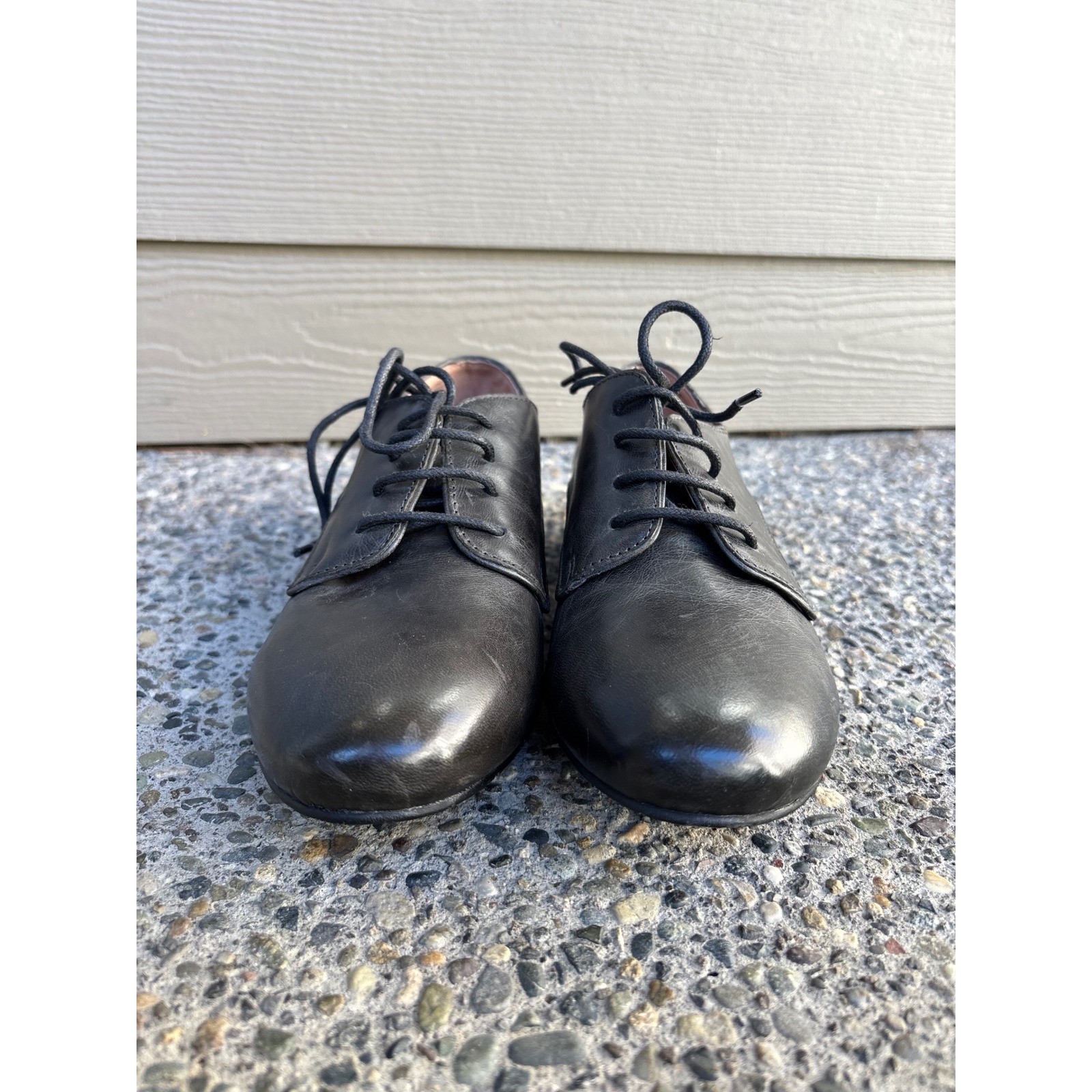 Miz Mooz Letty Derby Black Leather Lace Up Oxford Shoes Flats Women’s Size