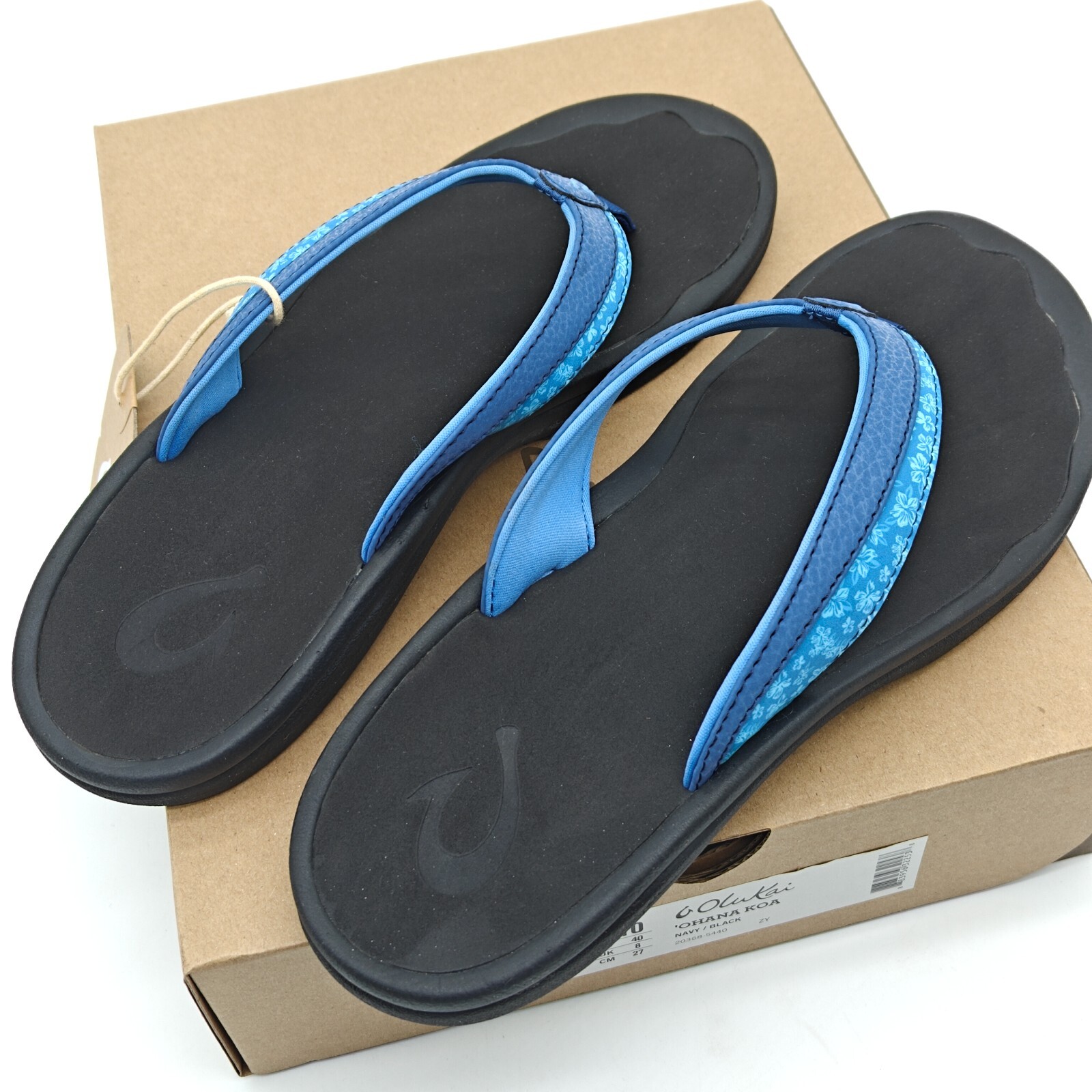 OluKai Women’s Ohana Koa 20368 Navy/Black Flip Flop Beach Sandals SZ 6/7/8/9/10